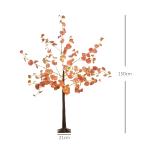 Árvore de Eucalipto Artificial 150 cm Árvore Artificial com 245 Luzes LED e Base Decoração Laranja e Marrom