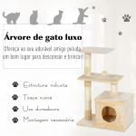 Arranhador para Gatos 50x30x81,5 cm Centro de Atividades para Gatos com Poste de Sisal Plataformas e Caverna Bege