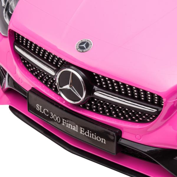 Carro Elétrico Mercedes SLC 300 12V para Crianças de 3 - 6 Anos com Controlo Remoto Faróis LED Buzina Música TF USB e Abertura da Porta 3 - 5km/h 107x62,5x44cm Rosa