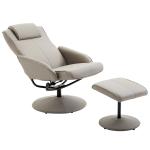 Poltrona Relax Reclinável até 145° com Banco de Apoio para os Pés Poltrona Giratória 360° Estofada em PU e Estrutura de Aço 78x67x98cm Cinza