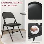 Conjunto de 2 Cadeiras Dobráveis com Encosto e Estrutura de Aço para Sala de Estar escritório Estúdio 45x46x78 cm Preto
