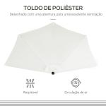 Chapéu de Sol Semicircular 269x138x236cm Chapéu de Sol à Manivela para Jardim Terraço Pátio Piscina Creme
