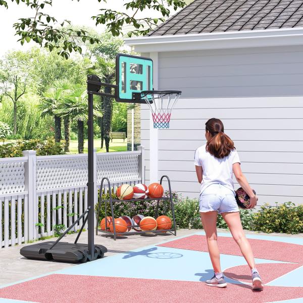 Tabela de Basquetebol Ajustável de 146 - 236 cm Portátil com Rodas e Base Preenchível com Água ou Areia 71x45x146 - 236 cm Preto