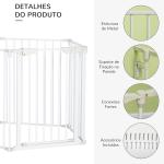 Barreira de Segurança para Animais de Estimação Barreira Dobrável de 5 Painéis com Fechadura Inteligente 300x74,5 cm Branco