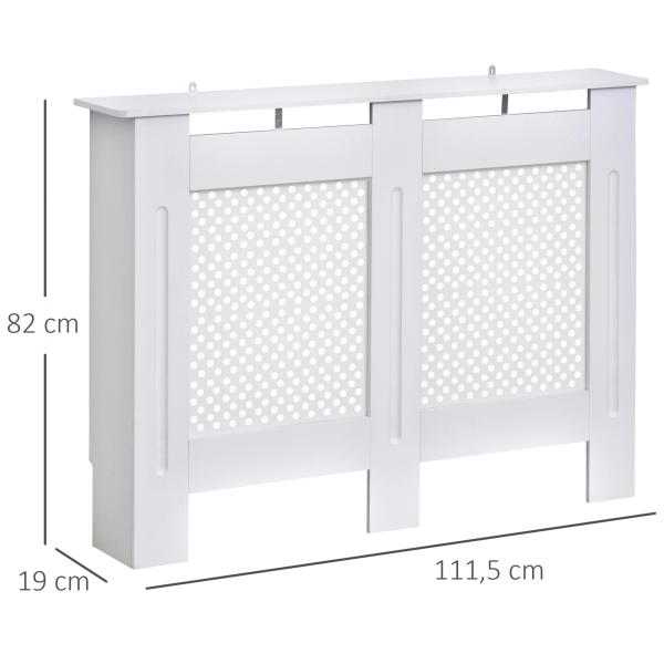 Cobertura de Radiador de MDF Cobertura para Radiador com Prateleira Estilo Moderno 111,5x82x19 cm Branco