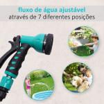 Enrolador de mangueira retrátil 10m com cabeça multifuncional Sistema de enrolamento automático com trava Conector de 1m para gramado de jardim 29,5x16,5x33cm Preto e verde