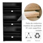 Armário de Sapatos Moderno Sapateira para Corredor Entrada com 6 Prateleiras de Armazenamento Espaço de Exibição 60x26x124cm Preto