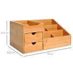 Organizador para Secretária de Bambu Sistema de Secretária Organizador de Mesa de Escritório Polivalente 33x20,5x15,5 cm