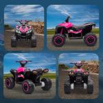 Quadriciclo Elétrico para Crianças de 3 - 5 Anos Veículo Eléctrico a Bateria 12V com 2 Motores 83x53x55,5 cm Rosa