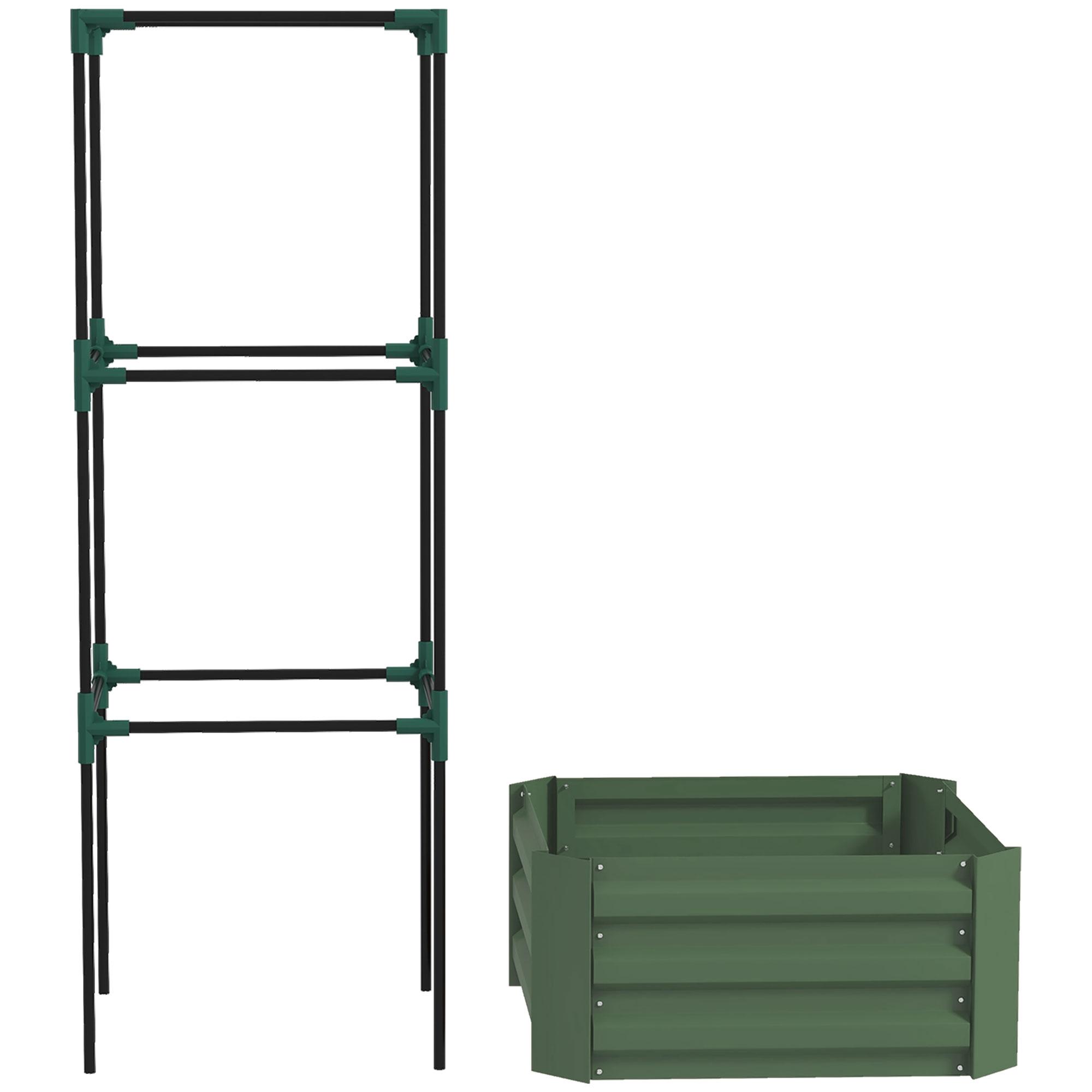 Floreira Grande com Treliça e Base Aberta para Plantas Trepadoras 61x61x140 cm Verde