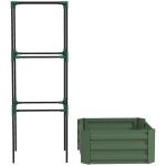 Floreira Grande com Treliça e Base Aberta para Plantas Trepadoras 61x61x140 cm Verde