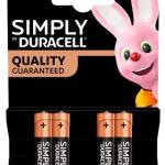 Blister 4 Pilhas Alcalinas 1,5V LR03 AAA - Duracell SIMPLY