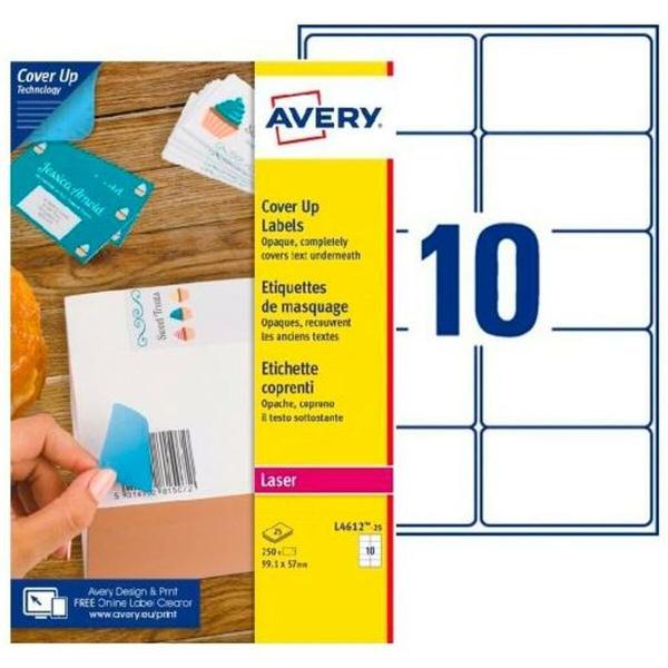 Adesivos/Etiquetas Avery 99,1 x 57 mm Branco 25 Folhas