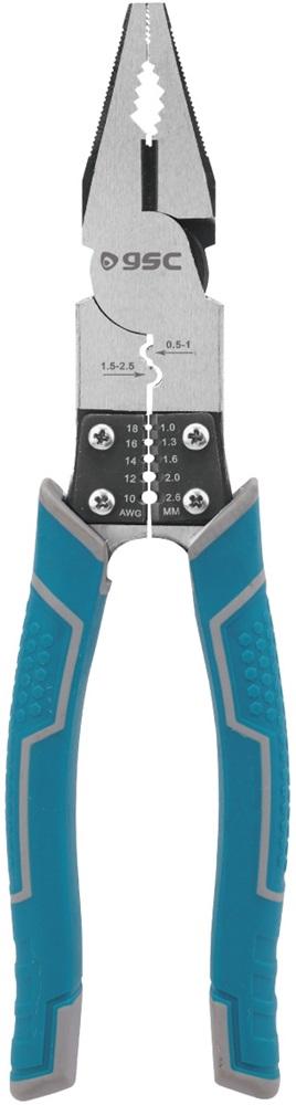 Alicate Universal Profissional 215mm c/ Função de Descarnador e Cravar Terminais - GSC