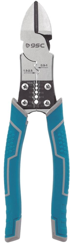 Alicate de Corte 200mm c/ Função de Descarnador e Cravar Terminais - GSC