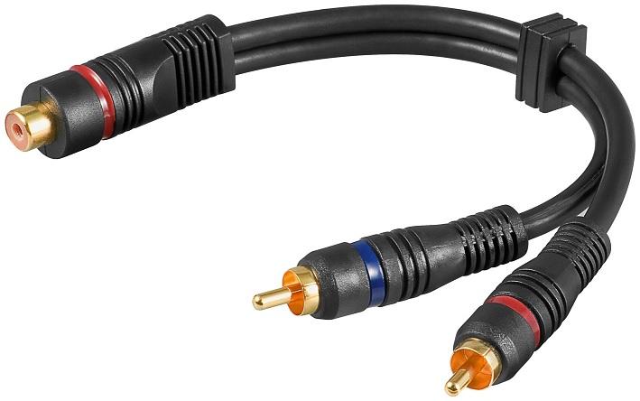 Cabo Adaptador 2 RCA Macho - 1 RCA Femea (20cm) - GOOBAY