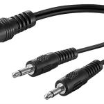 Cabo Spliter 2x Jack 3,5mm Macho Mono - Jack 3,5mm Femea Stereo (20cm)