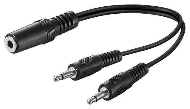 Cabo Spliter 2x Jack 3,5mm Macho Mono - Jack 3,5mm Femea Stereo (20cm)