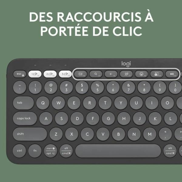 Teclado Bluetooth com Suporte para Táblete Logitech K380 Francês Cinzento Grafite Cinzento escuro AZERTY