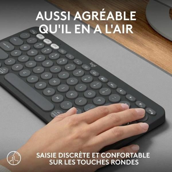 Teclado Bluetooth com Suporte para Táblete Logitech K380 Francês Cinzento Grafite Cinzento escuro AZERTY