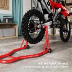 Descanso de Mota Suporte Traseiro Universal Portátil e Móvel – Cor Vermelho – Aço – 80x50x40 cm