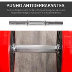 Conjunto de Halteres 30kg Ajustáveis 2 em 1 com Barras e Extensor para Treinamento de Força Levantamento de Pesos para Casa Academia Preto e Vermelho