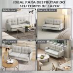 Sofá de 2 Lugares Moderno Estofado em Poliéster com 4 Almofadas Apoio para os Braços e Pés de Aço 139x68x80 cm Creme