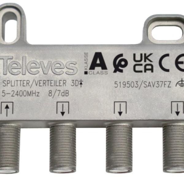 Repartidor Interior (5 - 2400MHz) 3 Saídas F 5...2400MHz 8/7dB - TELEVES 519503