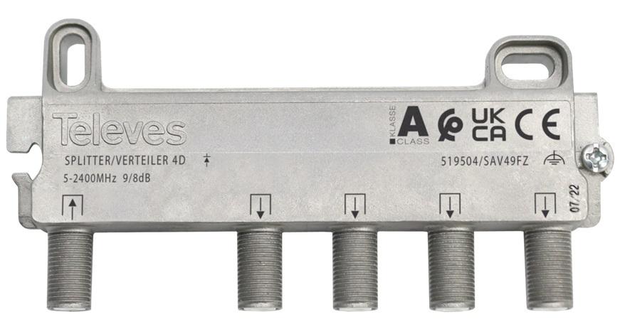 Repartidor Interior (5 - 2400MHz) 4 Saídas 9/8dB F DC - TELEVES 519504
