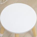 Toucador Infantil de Madeira com Banco Espelho e 2 Gavetas Brinquedo Educativo para Crianças de 3 - 6 Anos 60x40x95cm Branco