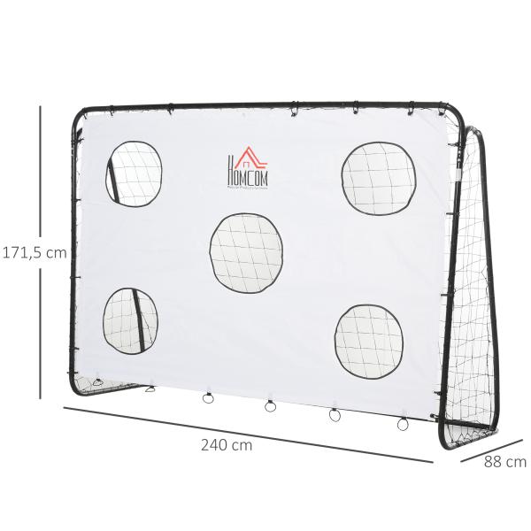 Baliza de Futebol para Crianças com Lona de Precisão e Ponteria para Treino e Aperfeiçoamento 240x88x174 cm Branco