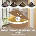 Cesto para Roupa Suja de Bambu de 55L com Tampa e Asa Saco Extraível e Lavável para Casa de Banho Quarto, 35x35x60 cm Castanho