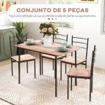 Conjunto de Sala de Jantar 5 Peças 1 Mesa e 4 Cadeiras com Pés em Aço para Cozinha 110x70x75 cm Madeira Natural e Preto