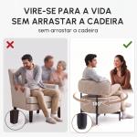Poltrona de Sala com Assento Rotativo Revestida em Tecido Linho Assento Amplo Acolchoado Espesso Pés de Metal Bege