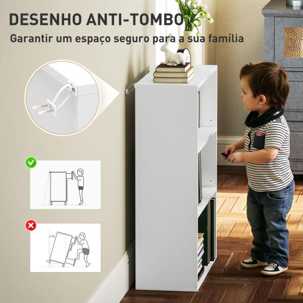 Estante de 3 Níveis Estante para Livros com 2 Prateleiras Ajustáveis para Sala de Estar Escritório Quarto 60x24x80 cm Branco