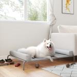 Cama Elevada para Cães com Latertais Amovíveis Cama Elevada para Cães Grandes Portátil com Malha Respirável 130x90x30 cm Cinza Claro
