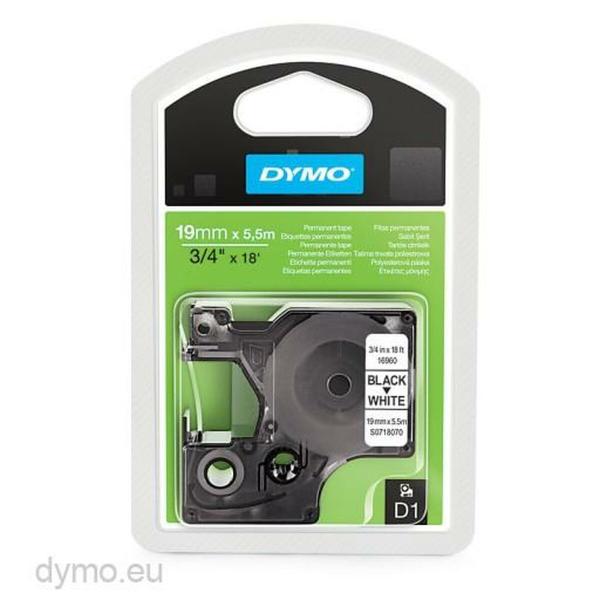 Cinta laminada para máquinas rotuladoras Dymo 16960 Branco Preto 19 mm x 5,5 m