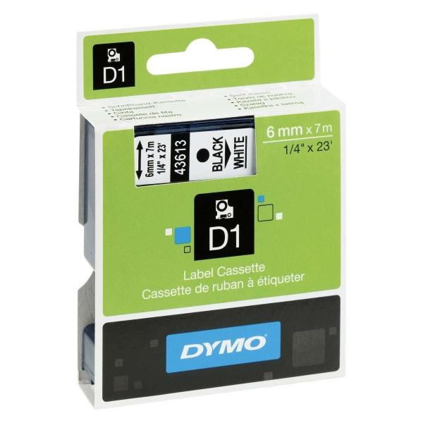 Cinta laminada para máquinas rotuladoras Dymo D1 43613 6 mm LabelManager™ Branco Preto (5 Unidades)