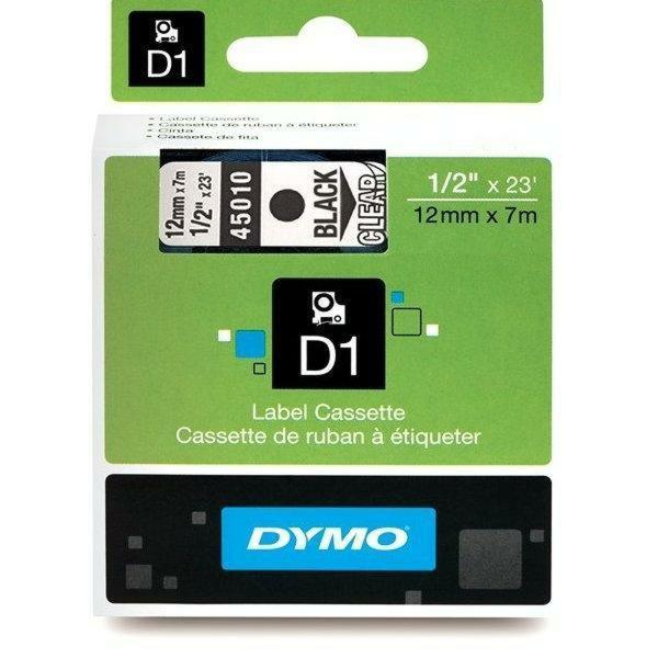 Cinta laminada para máquinas rotuladoras Dymo D1 45010 12 mm LabelManager™ Transparente Preto (5 Unidades)