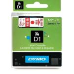 Cinta laminada para máquinas rotuladoras Dymo D1 45015 12 mm LabelManager™ Branco Vermelho Preto (5 Unidades)