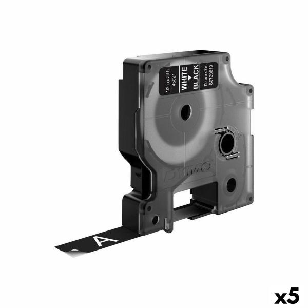 Cinta laminada para máquinas rotuladoras Dymo D1 45021 12 mm LabelManager™ Branco Preto (5 Unidades)