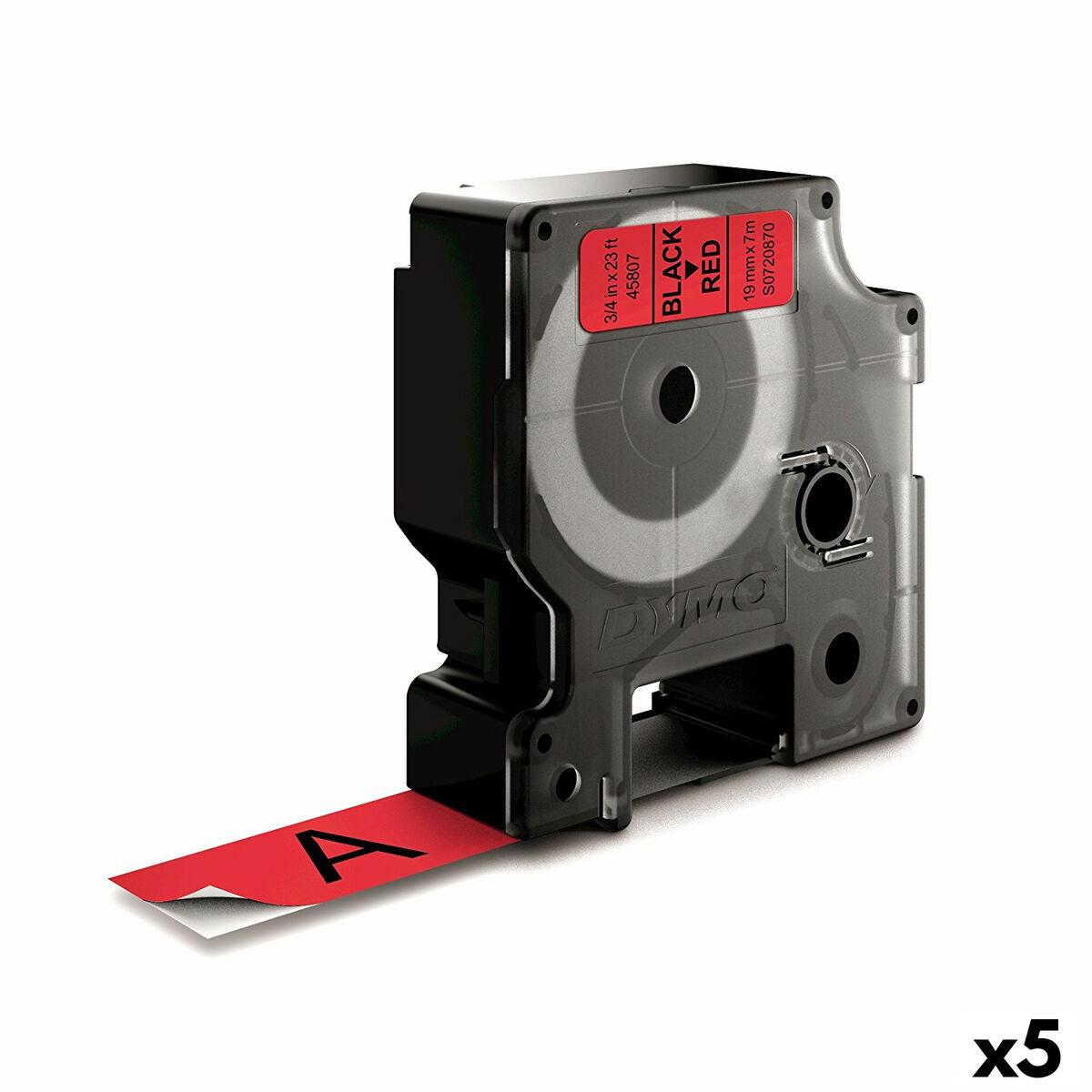 Cinta laminada para máquinas rotuladoras Dymo D1 45807 LabelManager™ Preto Vermelho (5 Unidades)