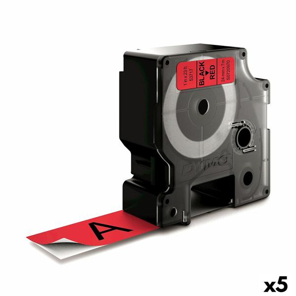 Cinta laminada para máquinas rotuladoras Dymo D1 53717 24 mm LabelManager™ Vermelho Preto (5 Unidades)