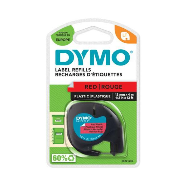 Cinta laminada para máquinas rotuladoras Dymo 91203 12 mm LetraTag® Preto Vermelho (10 Unidades)