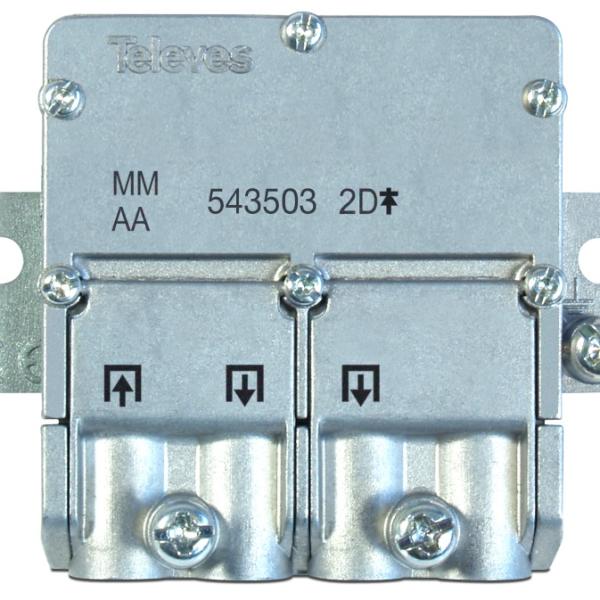 Mini Repartidor Interior EasyF (5 - 2400MHz) 2 Saídas 4,3/4dB F DC - TELEVES