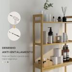Estante sobre Sanita de Bambu com 3 Prateleiras Pés com Almofadas Antiderrapantes e Anti - Tombo 68x20x135 cm Madeira
