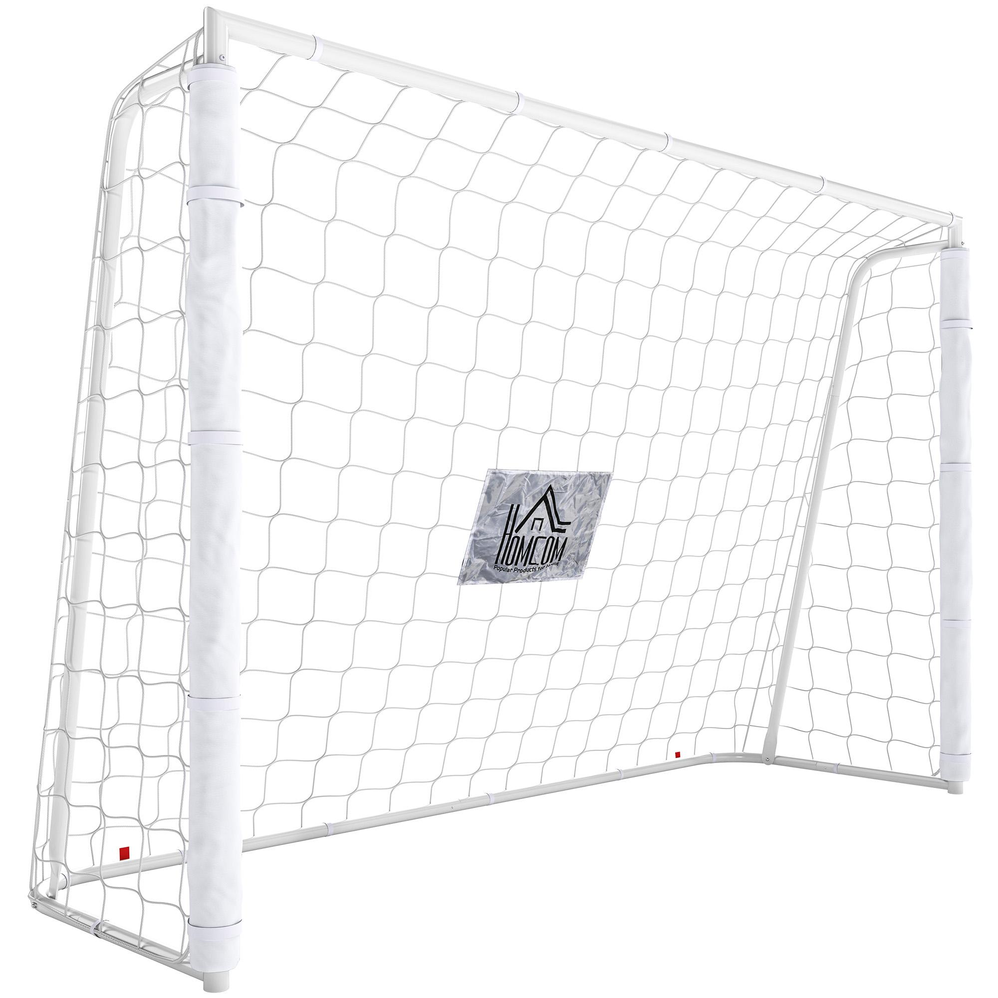 Baliza de Futebol com Suporte de Metal e Rede para Treino e Diversão de Futebol no Jardim Ar Livre 186x62x123 cm Branco