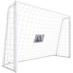 Baliza de Futebol com Suporte de Metal e Rede para Treino e Diversão de Futebol no Jardim Ar Livre 186x62x123 cm Branco