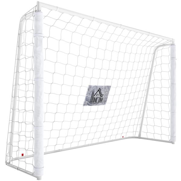 Baliza de Futebol com Suporte de Metal e Rede para Treino e Diversão de Futebol no Jardim Ar Livre 186x62x123 cm Branco