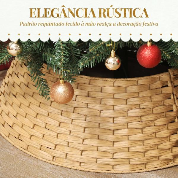 Saia para Árvore de Natal Rústica com Design Entrançado e Cobre - pé Ø68x22 cm Natural